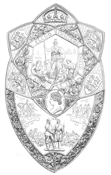The Elcho Challenge Shield to be shot for by...rifle volunteers at the Wimbledon Meeting, 1865. Creator: Unknown.