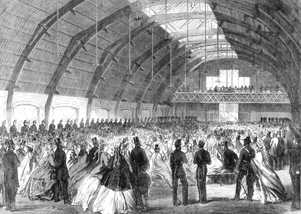 Opening of the new head-quarters of the 1st Surrey Rifle Volunteers, at Camberwell, 1865. Creator: Unknown.