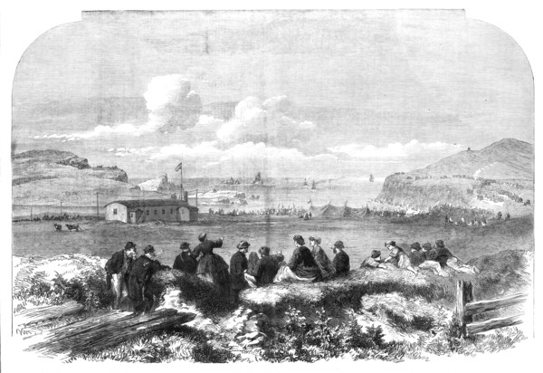 Laying of the Atlantic Telegraph Cable: watching the Caroline going out to sea..., 1865. Creator: Unknown.
