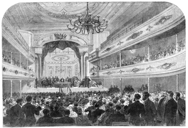 Lord Brougham opening the Social Science Congress at Sheffield, 1865. Creator: Unknown.