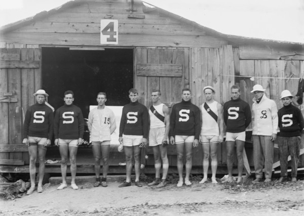 Stanford University crew - Poughkeepsie, between c1910 and c1915. Creator: Bain News Service.