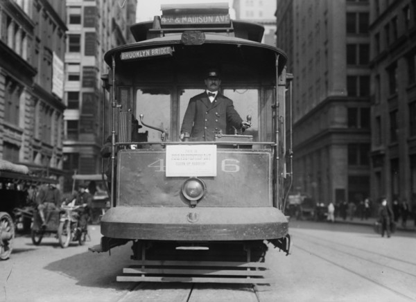 Clean Up day -- street car -- 4th and Madison Ave., 1914. Creator: Bain News Service.