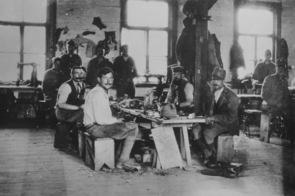 Shoe shop of Y.M.C.A. -- Siberian Prison Camp, between c1915 and c1920. Creator: Bain News Service.
