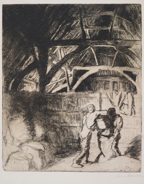 Filling sacks, 1912. Creator: George Clausen.