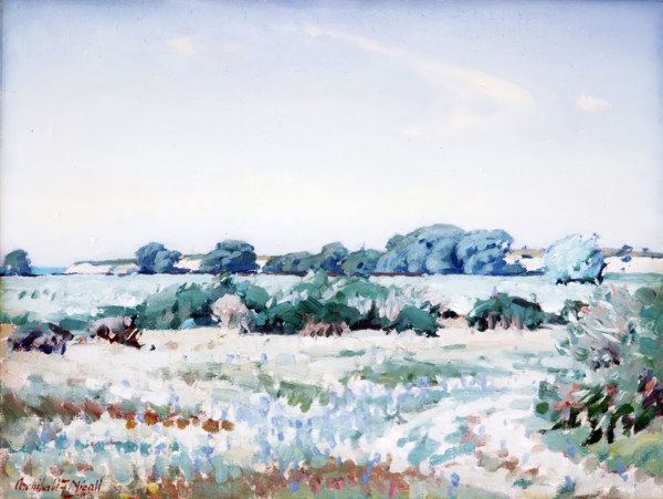Pareora riverbed, 1920-1950. Creator: Archibald Frank Nicoll.