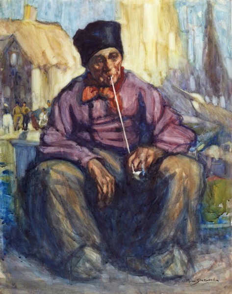 The old Dutchman with clay pipe, 1913. Creator: Maud Winifred Sherwood.