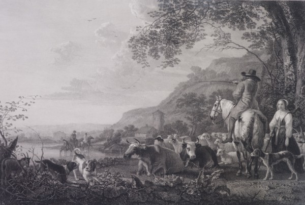 Evening, a composition, c.1832. Creators: Edward Goodall, Aelbert Cuyp.