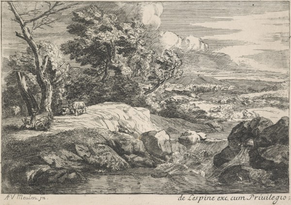 Landscape with a cascading river,  after 1667. Creator: Jan van Huchtenburg.