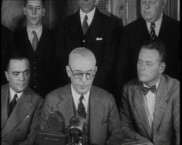 New York City Police Commissioner John Francis O'Ryan Making an Official Announcement, 1930s. Creator: British Pathe Ltd.