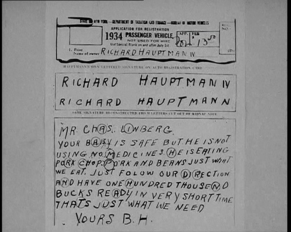 Notes of Ransom Being Compared as Articles of Evidence in the Lindbergh's Kidnapping Case Trial,1930 Creator: British Pathe Ltd.