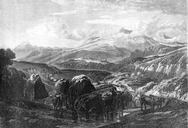 Morning-View in the Highlands of Braemar, by W.L. Leitch,...winter exhibition..., 1868.  Creator: Mason Jackson.