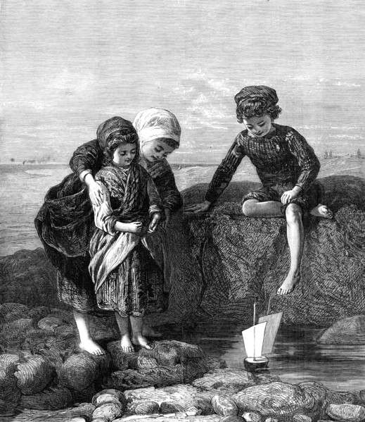 The Mariner’s Children, by Lawrence Duncan, exhibition..., Dudley Gallery, 1868. Creator: Unknown.
