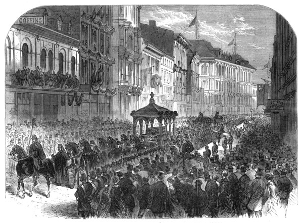 Funeral procession of the late Hon. Thomas d’Arcy M’Gee, at Montreal, Canada, 1868. Creator: Unknown.