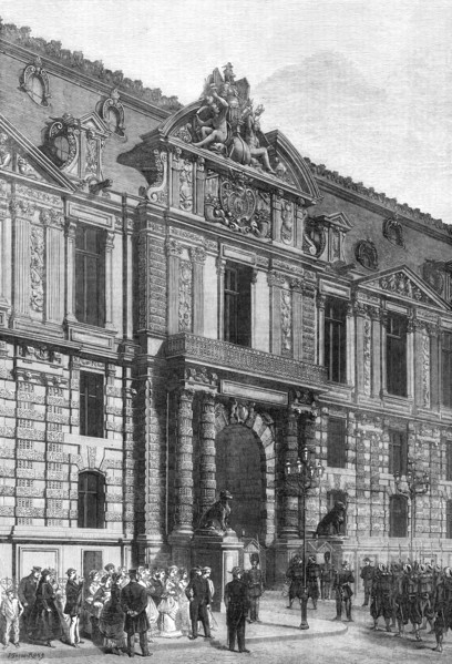 New buildings of the Tuileries: the Emperor’s Gateway, 1869. Creator: Unknown.