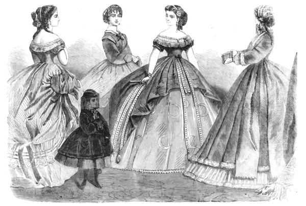 Paris fashions for January 1866, (1865). Creator: Unknown.