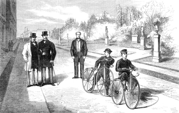 The Emperor and the Prince Imperial in the Reserved Garden of the Tuileries, 1869. Creator: Unknown.
