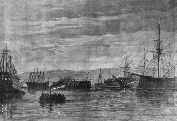 The Fenian Alarm: the night guard in Plymouth Harbour, 1868. Creator: Unknown.