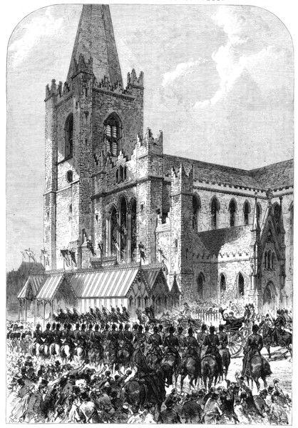 Visit of the Prince and Princess of Wales to Ireland: arrival...at St. Patrick’s Cathedral, 1868. Creator: C. R..