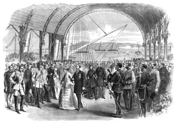 Visit of the Prince and Princess of Wales to Ireland: the Royal Party landing at...Kingstown, 1868. Creator: Unknown.