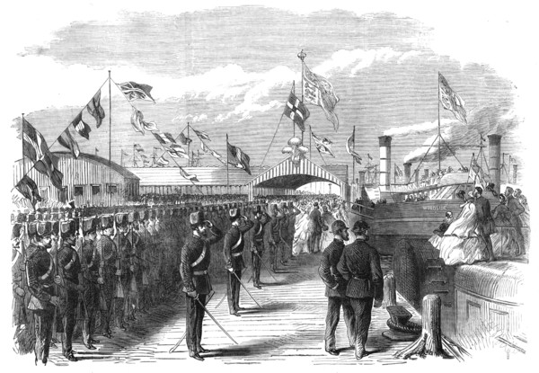 Visit of the Prince and Princess of Wales to Liverpool: departure...Prince’s Landing-Stage, 1865. Creator: Unknown.