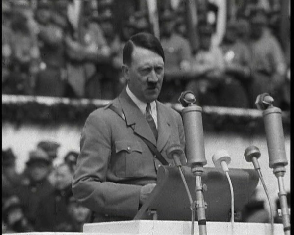 Adolf Hitler Giving a Speech, 1930s. Creator: British Pathe Ltd.