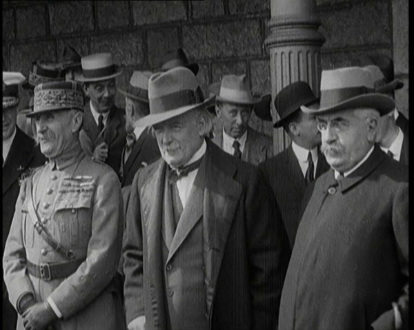 Marshal Ferdinand Foch, French Member of the Chamber of Deputies Aristide Briand, and..., 1920. Creator: British Pathe Ltd.