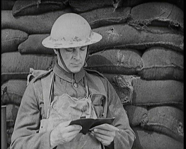 Scene from the Short Silent Feature Film 'Poppies of Flanders'. Male Actors..., 1920s. Creator: British Pathe Ltd.