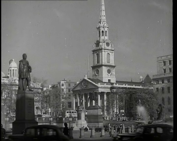 St Martin in the Fields Church on Trafalgar Square Viewed from the End of Cockspur Street..., 1939. Creator: British Pathe Ltd.