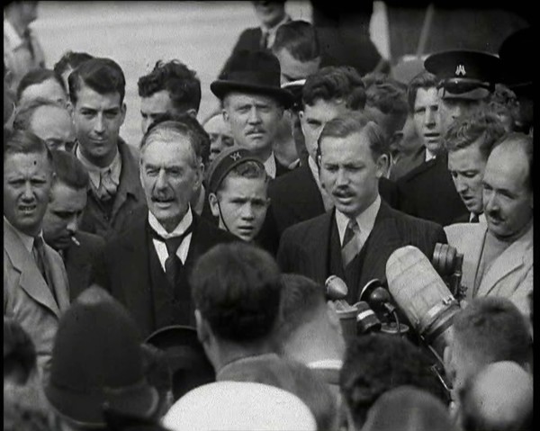 Neville Chamberlain, the British Prime Minister, Speaking to Male Journalists and Members..., 1938. Creator: British Pathe Ltd.