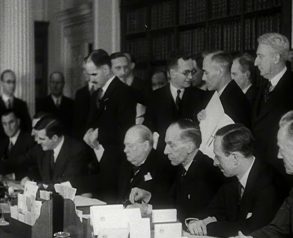 Winston Churchill and Wendell Willkie Signing an Agreement Allowing the USA to use British..., 1941. Creator: British Pathe Ltd.