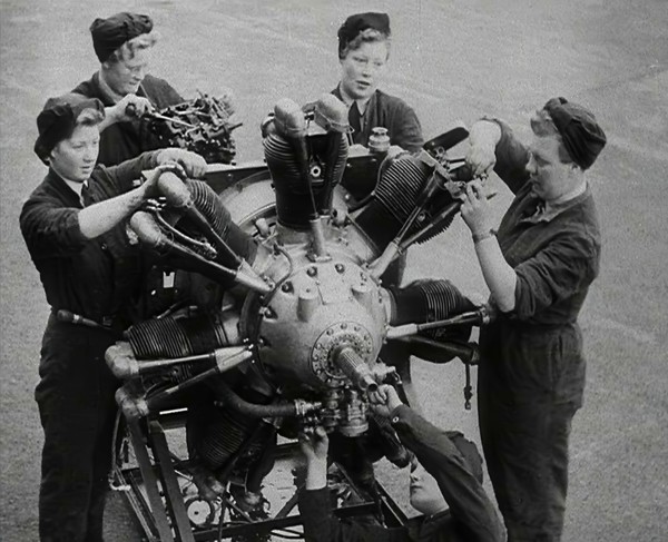 Women Working on an Aeroplane Engine, 1942. Creator: British Pathe Ltd.