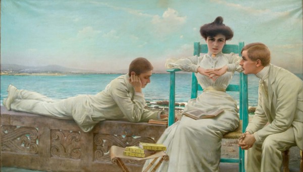 Reading by the sea (Lettura sul mare), 1910. Creator: Corcos; Vittorio Matteo (1859-1933).
