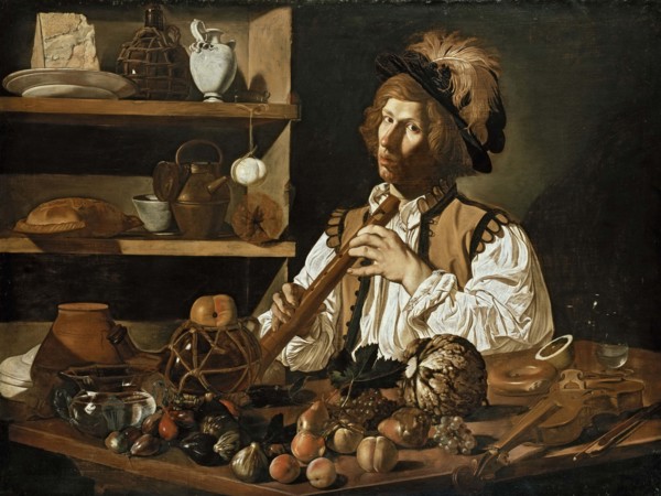 Interior with Still Life and Young Man with Flute, c1615-1616. Creator: Boneri (Cecco del Caravaggio); Francesco (um 1589-um 1620).