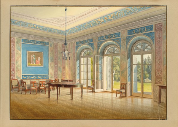 The hall in the garden pavilion of Teplitz Castle, 1832. Creator: Croll; Carl Robert (1800-1863).