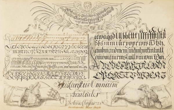 Die offene Schreib-Schule (The open writing school), 1738-1745. Creator: Grüner; Eva Margaretha (1721-1760).