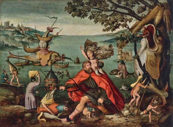 Saint Christopher Carrying the Christ Child through a Sinful World, . Creator: Bosch; Hieronymus; (School) ().