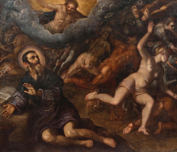 Saint Anthony banishing the devils of temptation, 1600s. Creator: Tintoretto; Domenico (1560-1635).
