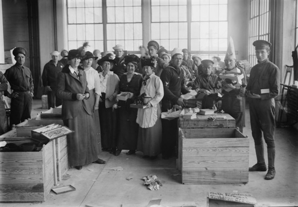 Packing for Christmas Ship, 1914. Creator: Bain News Service.
