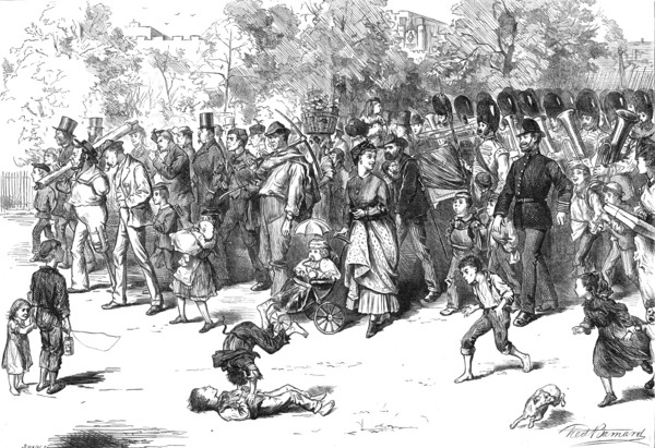 The Guards' Band in St. James's Park, 1870. Creator: Joseph Swain.