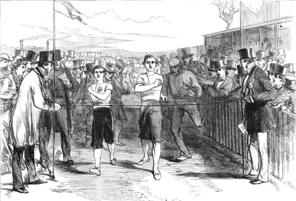 King's College School Athletic Sports: finish of the two-mile walking-match, 1870. Creator: Unknown.