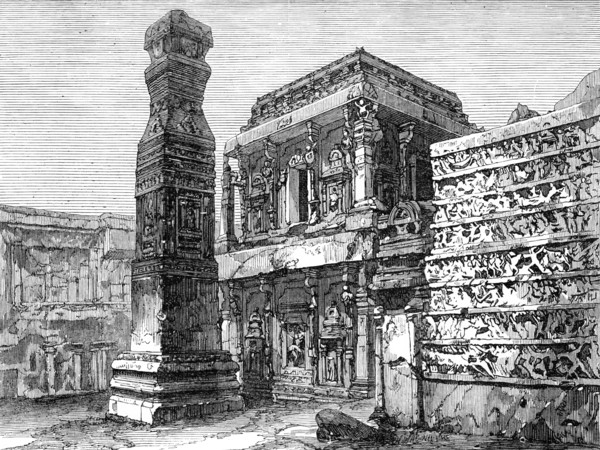 Indian Architecture: the Kylas at Ellora, (Hindu, ninth or tenth century), 1870. Creator: Unknown.
