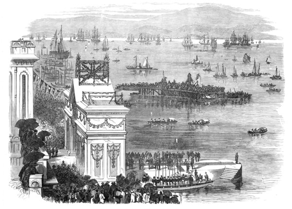 The Duke of Edinburgh in China: landing of the Prince at Hong-Kong, 1870. Creator: Unknown.