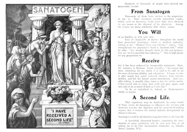 Sanatogen: "I have received a second life", 1909. Creator: Edward Frederick Skinner.