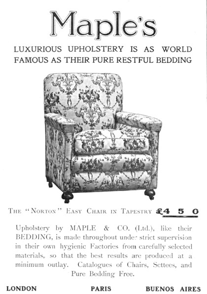 Maple's luxurious upholstery is as world-famous as their pure restful bedding, 1909. Creator: Unknown.
