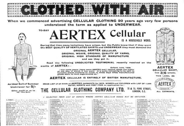 Clothed with air - Aertex Cellular, 1909. Creator: Unknown.