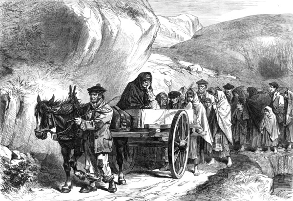 Sketches from Ireland: a funeral in Connemara, 1870. Creator: Unknown.
