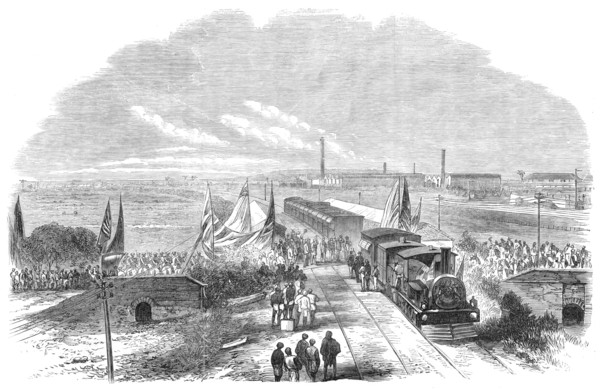 Departure of the Duke of Edinburgh from the Parell Station...Great Indian Peninsular Railway, 1870. Creator: Unknown.