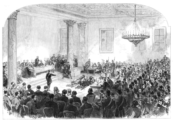 Trial of the Greek brigands at Athens, 1870. Creator: Unknown.