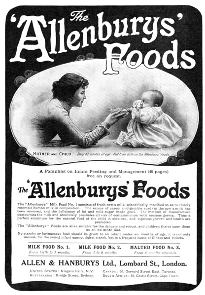 The 'Allenburys Foods', 1909. Creator: Unknown.