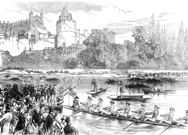 The Fourth of June at Eton: the boats leaving the Brocas for Surley Hall, 1870. Creator: Unknown.